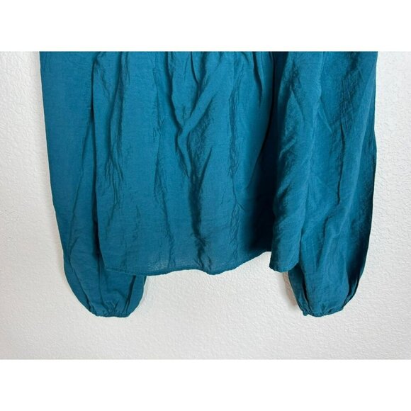 Abercrombie Fitch women's puff sleeve top Size XS Blue Green Feminine Flowy - Picture 9 of 12